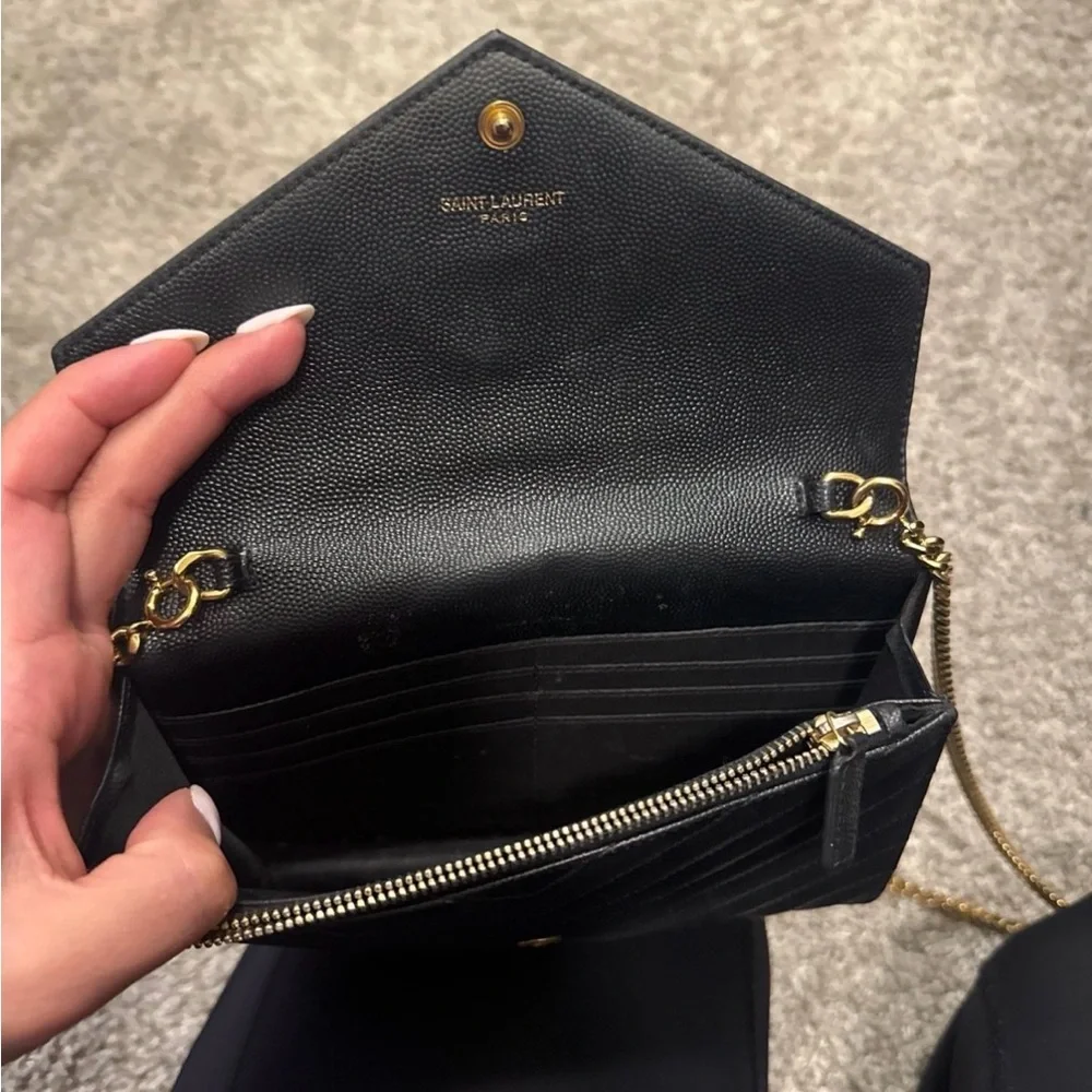 Saint Laurent Black Crossbody Bag with Gold Logo - Picture 4 of 13